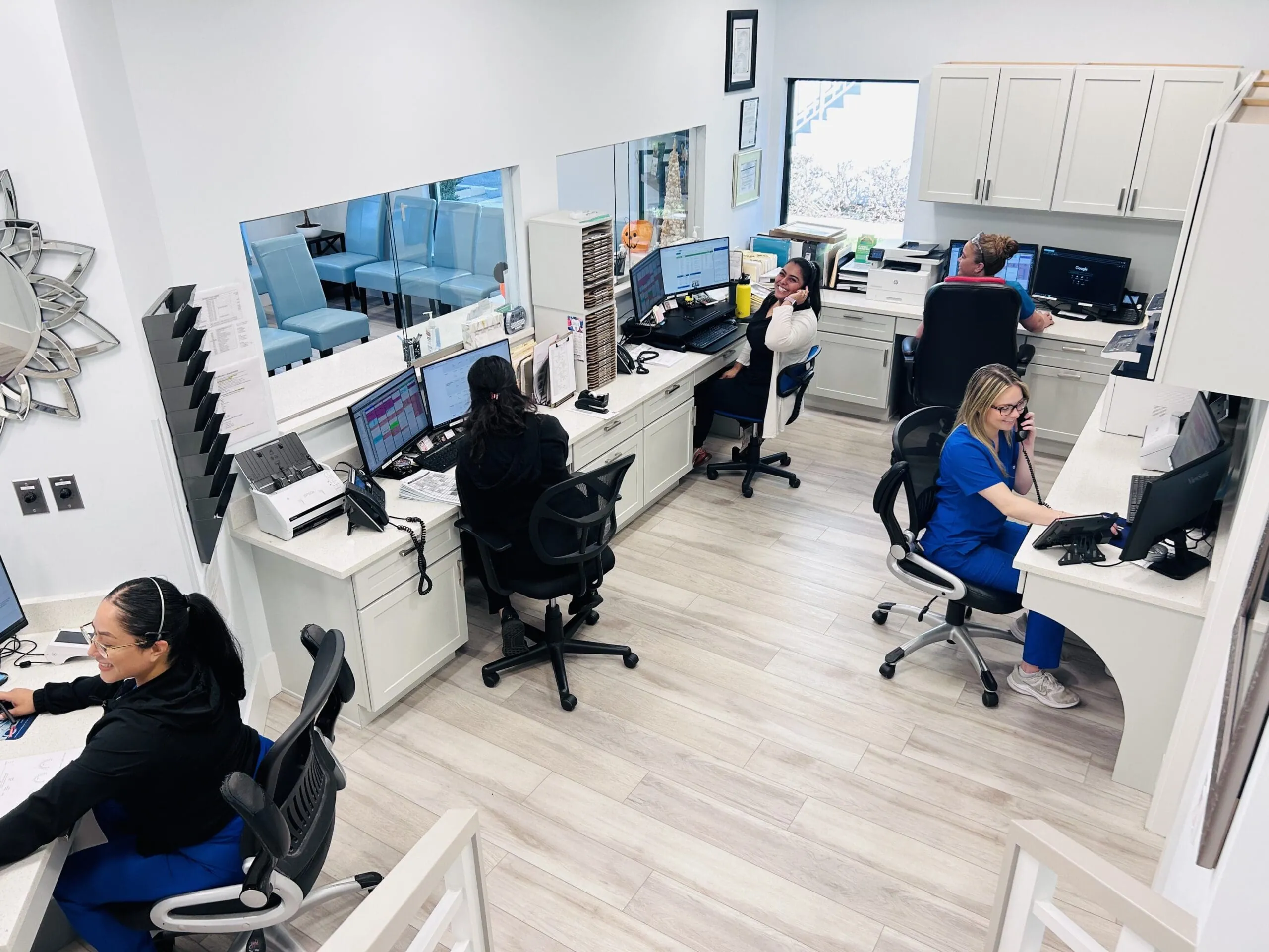 Overhead shot of the admin area for Cameron Dental Studio.