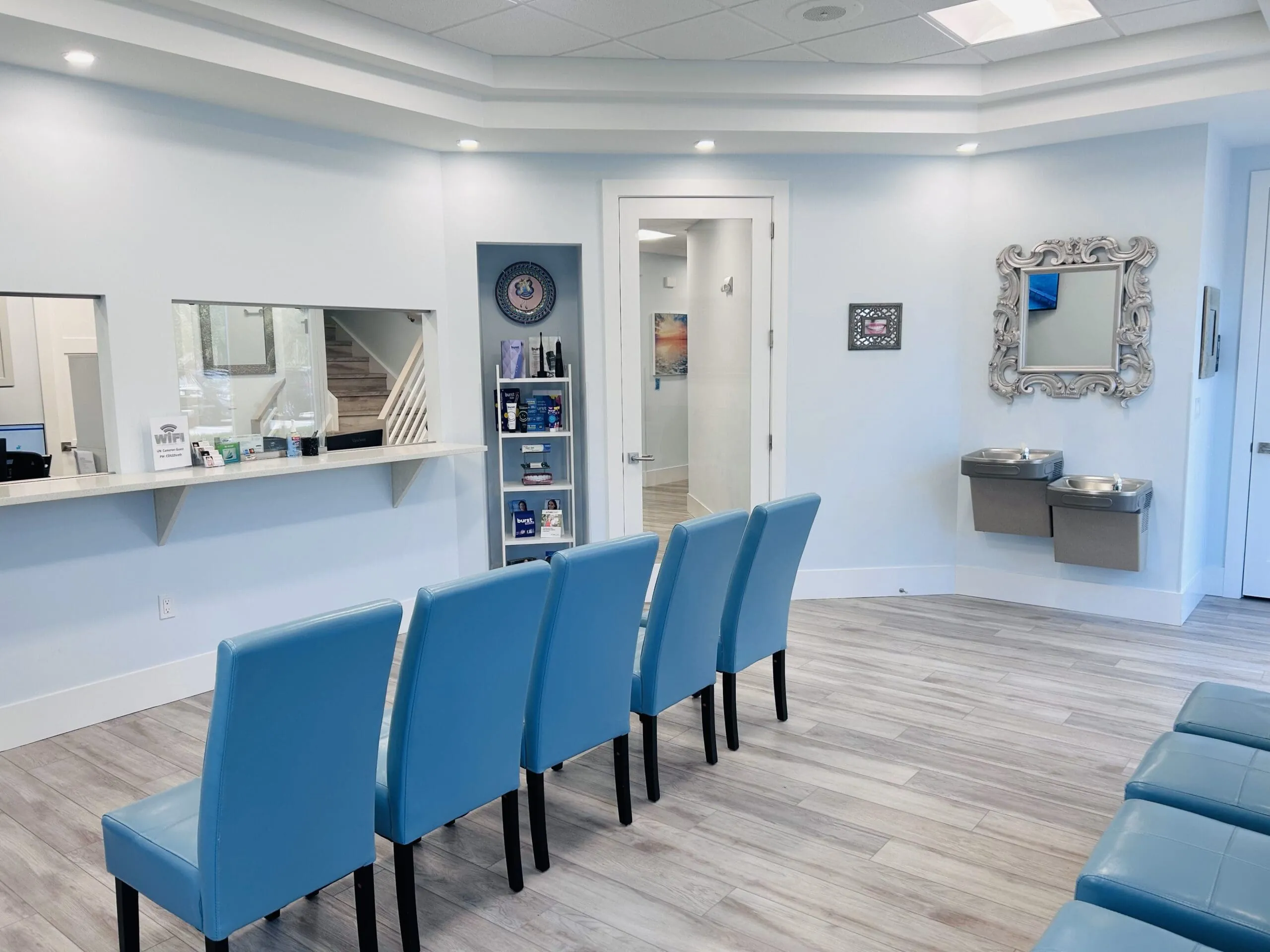 Waiting room and front area of Cameron Dental Studio dentist office